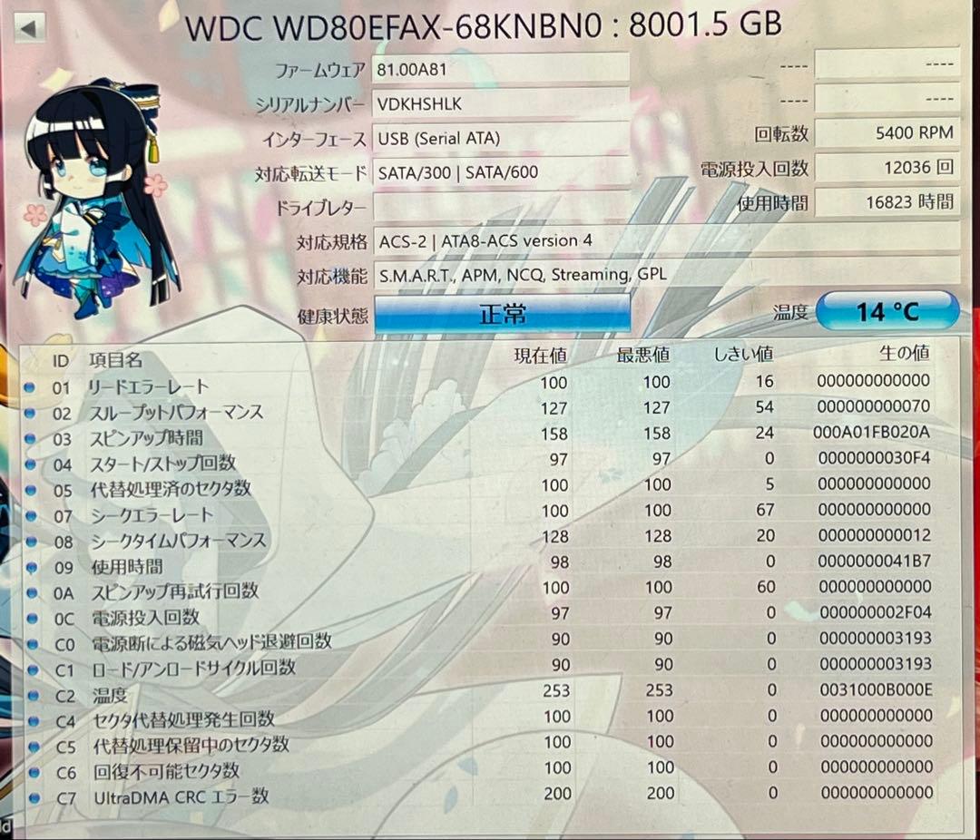 動作確認済 8TB HDD 6台セット 48TB