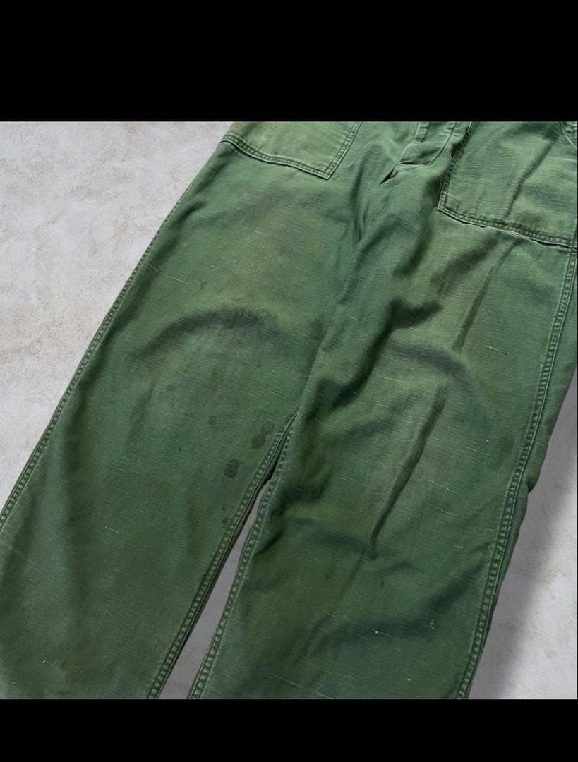 希少70's 米軍実物 OG-107ファティーグ ベイカーパンツ　コットンサテン