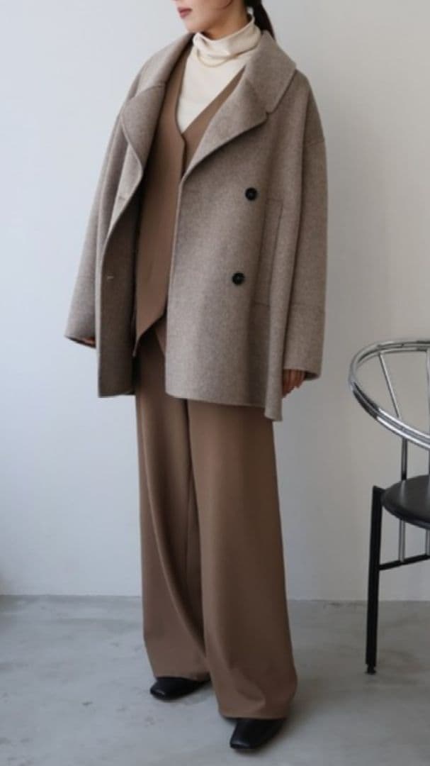 新品 evernavy エバーネイビー リバー ピーコート ウール べージュ