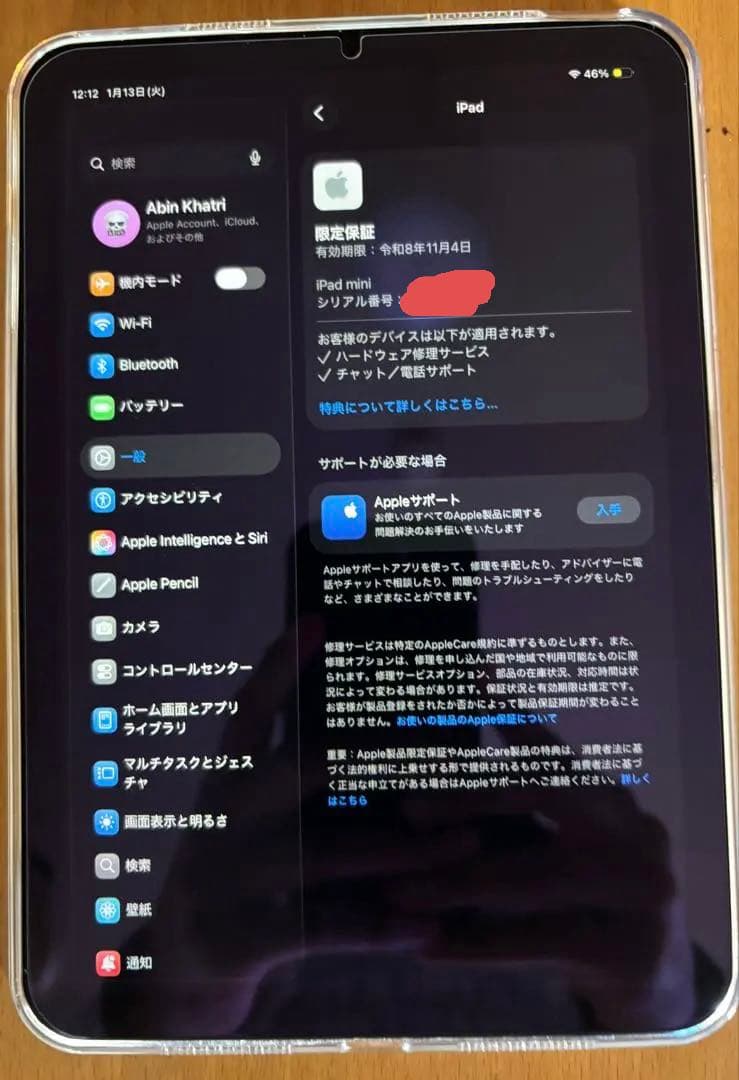 充放電回数11回iPad mini A17 Pro（第7世代） Wifiモデル