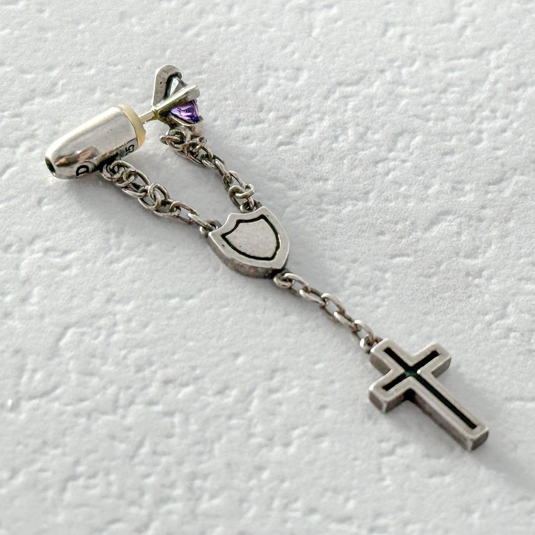 Justin　Davis　ドロップピアス　クロス　シールド　ポストK18