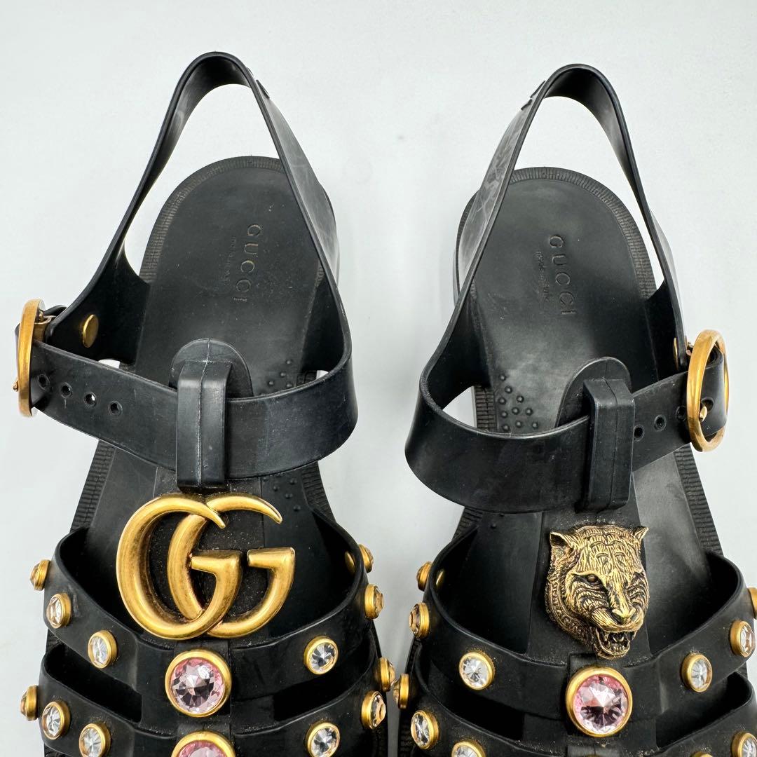 GUCCI ラバーサンダル　ブラック　マーモント　虎　サイズ36
