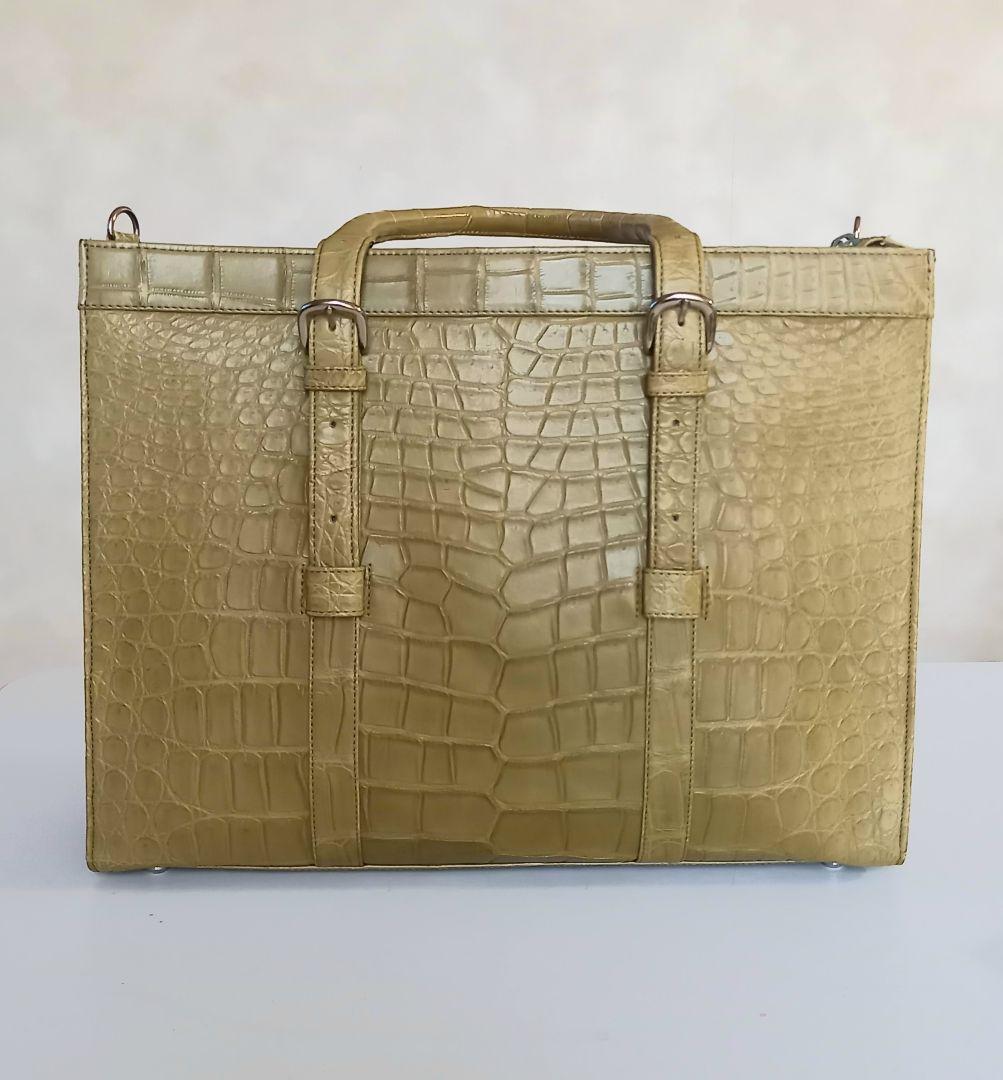 GRES クロコダイルバッグ JRA認定品　カーキー　緑 ビジネスバッグ