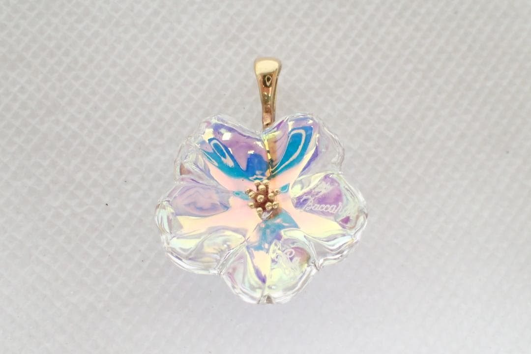 100/美品K18 750 バカラ×ゲラン コラボ 桜 イリゼ ペンダントトップ