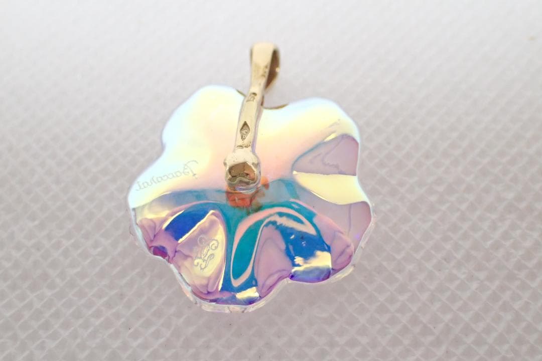 100/美品K18 750 バカラ×ゲラン コラボ 桜 イリゼ ペンダントトップ