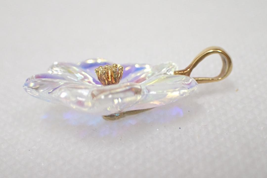 100/美品K18 750 バカラ×ゲラン コラボ 桜 イリゼ ペンダントトップ