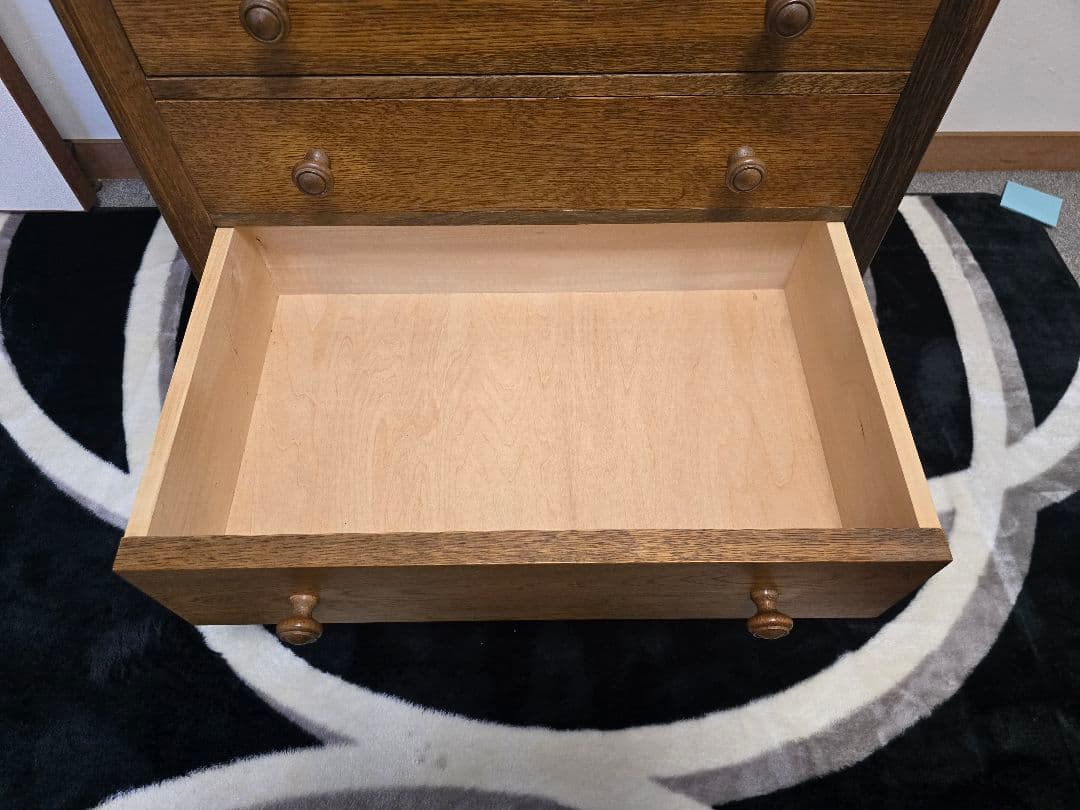 美品 勇峰工芸　雅　花柄チェスト　ナラ材家具　 旭川家具　伝統工芸品