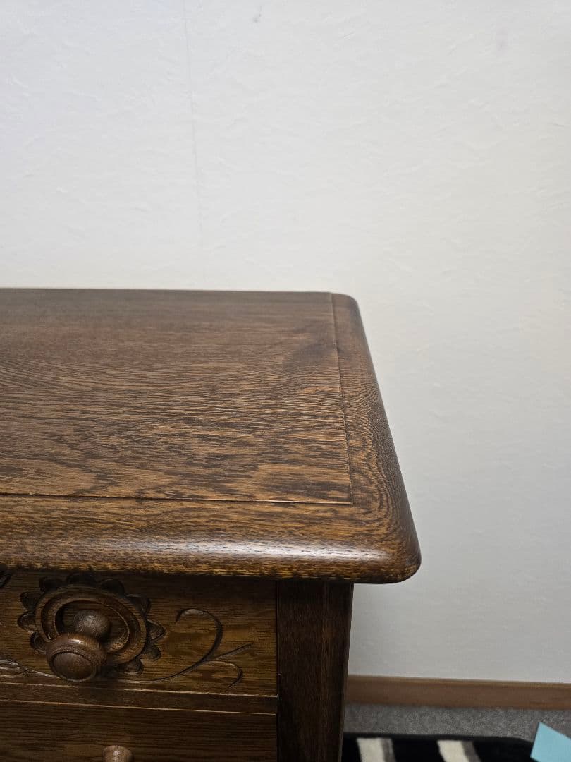 美品 勇峰工芸　雅　花柄チェスト　ナラ材家具　 旭川家具　伝統工芸品