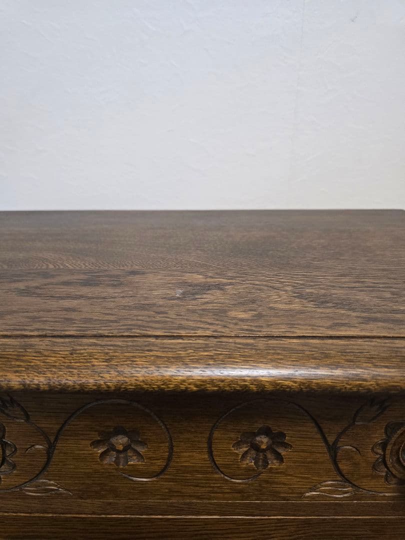 美品 勇峰工芸　雅　花柄チェスト　ナラ材家具　 旭川家具　伝統工芸品