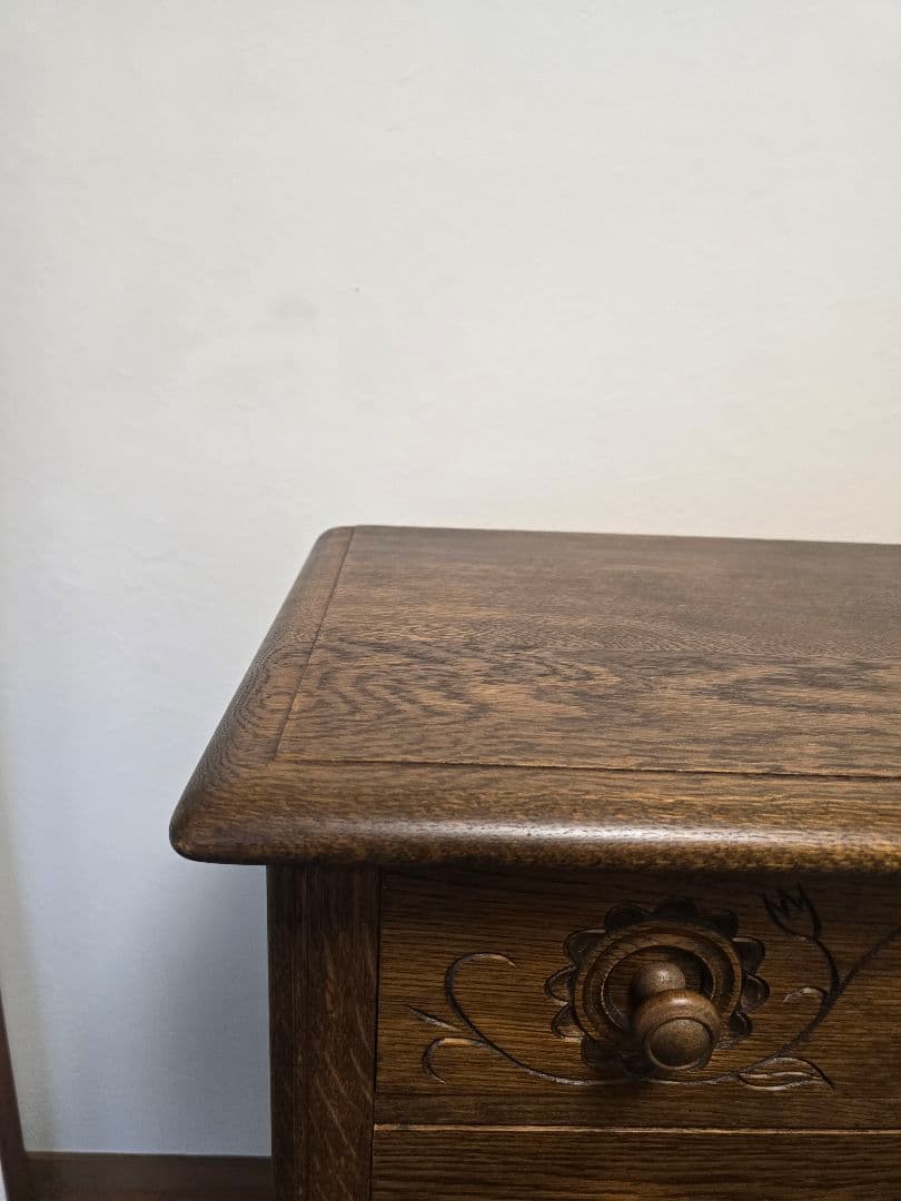 美品 勇峰工芸　雅　花柄チェスト　ナラ材家具　 旭川家具　伝統工芸品