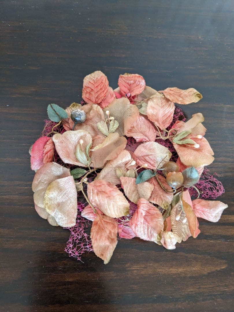 ヴィンテージ花帽子　アンティークヘッドドレス　ウエディング花冠　 成人式髪飾り