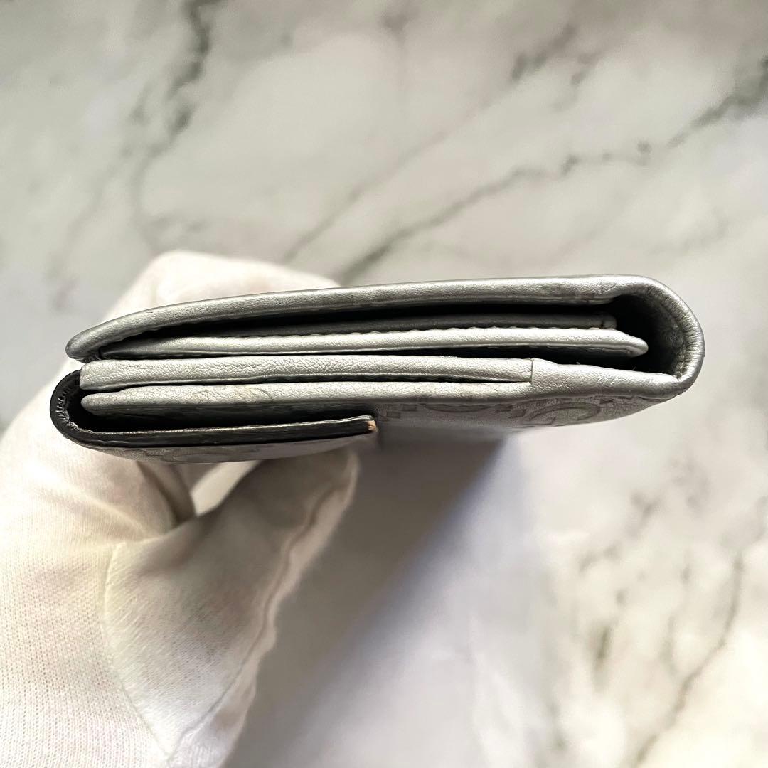 グッチ　GUCCI ラブリーハート GGシマレザー シルバー長財布　0111-③