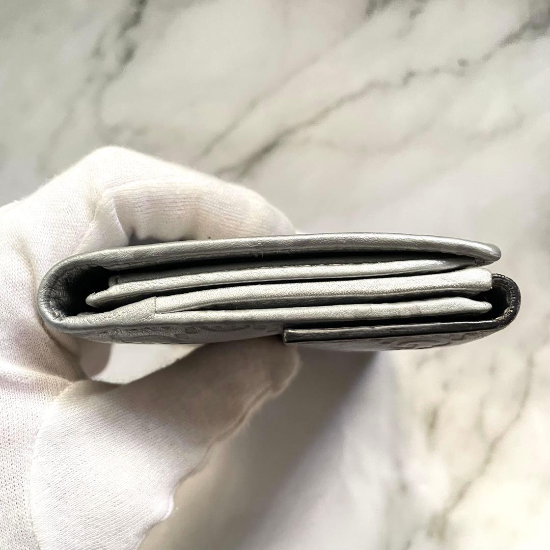 グッチ　GUCCI ラブリーハート GGシマレザー シルバー長財布　0111-③