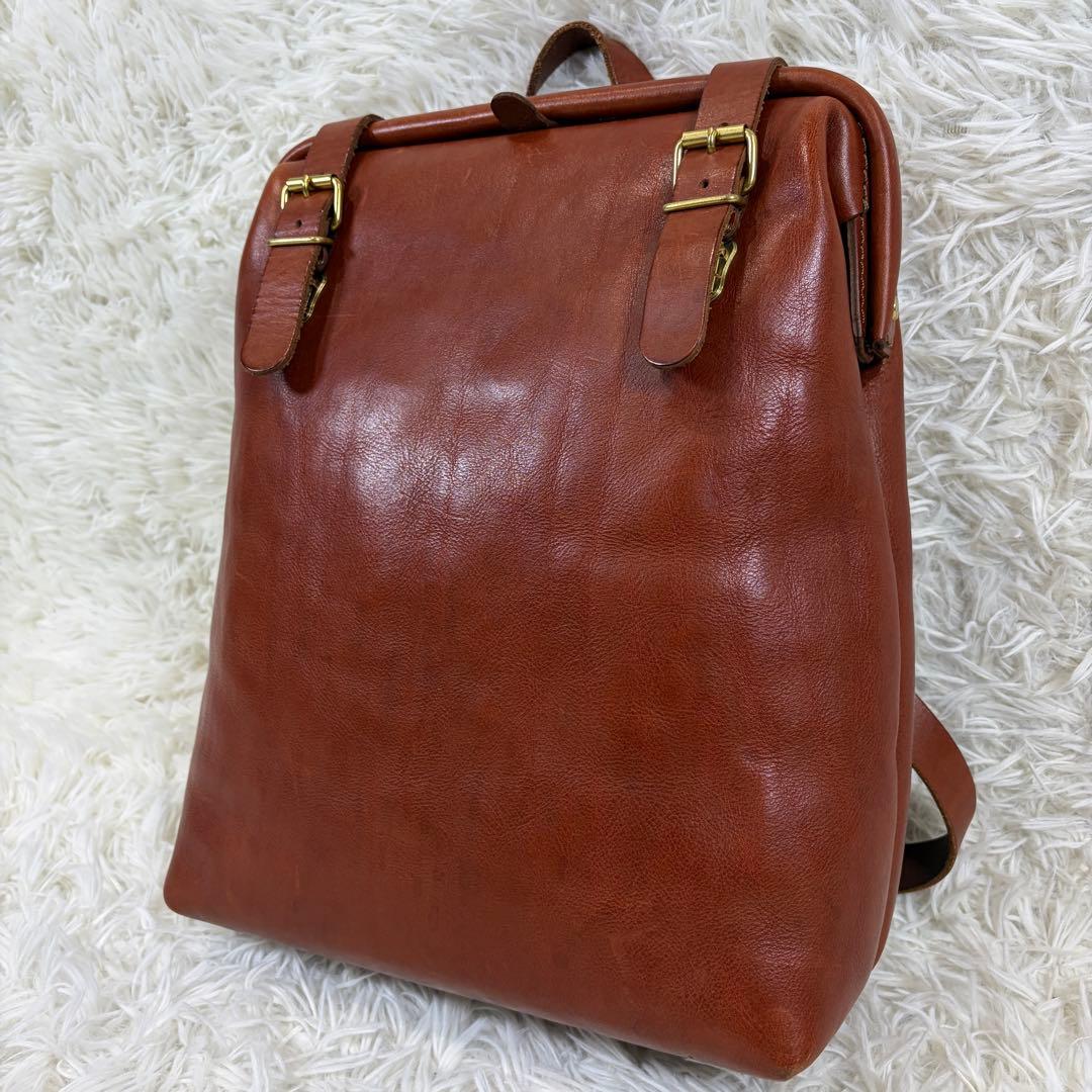 ヘルツ ラックスリュック ヌメ革 ゴールド金具 チャーム 自立 A4可ブラウン