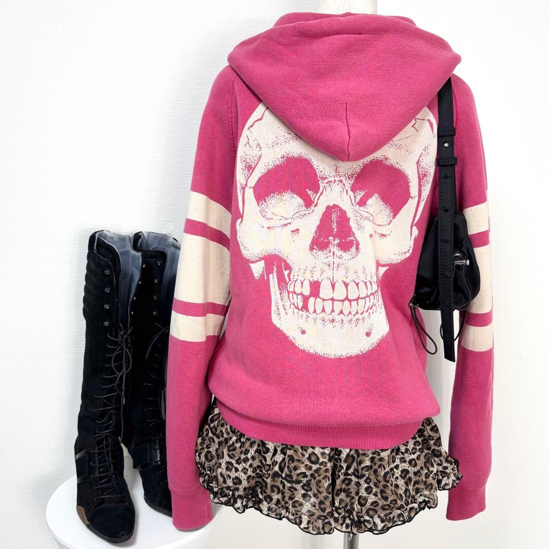 y2k❤️00s HYSTERIC GLAMOUR スカル デカロゴジップパーカー