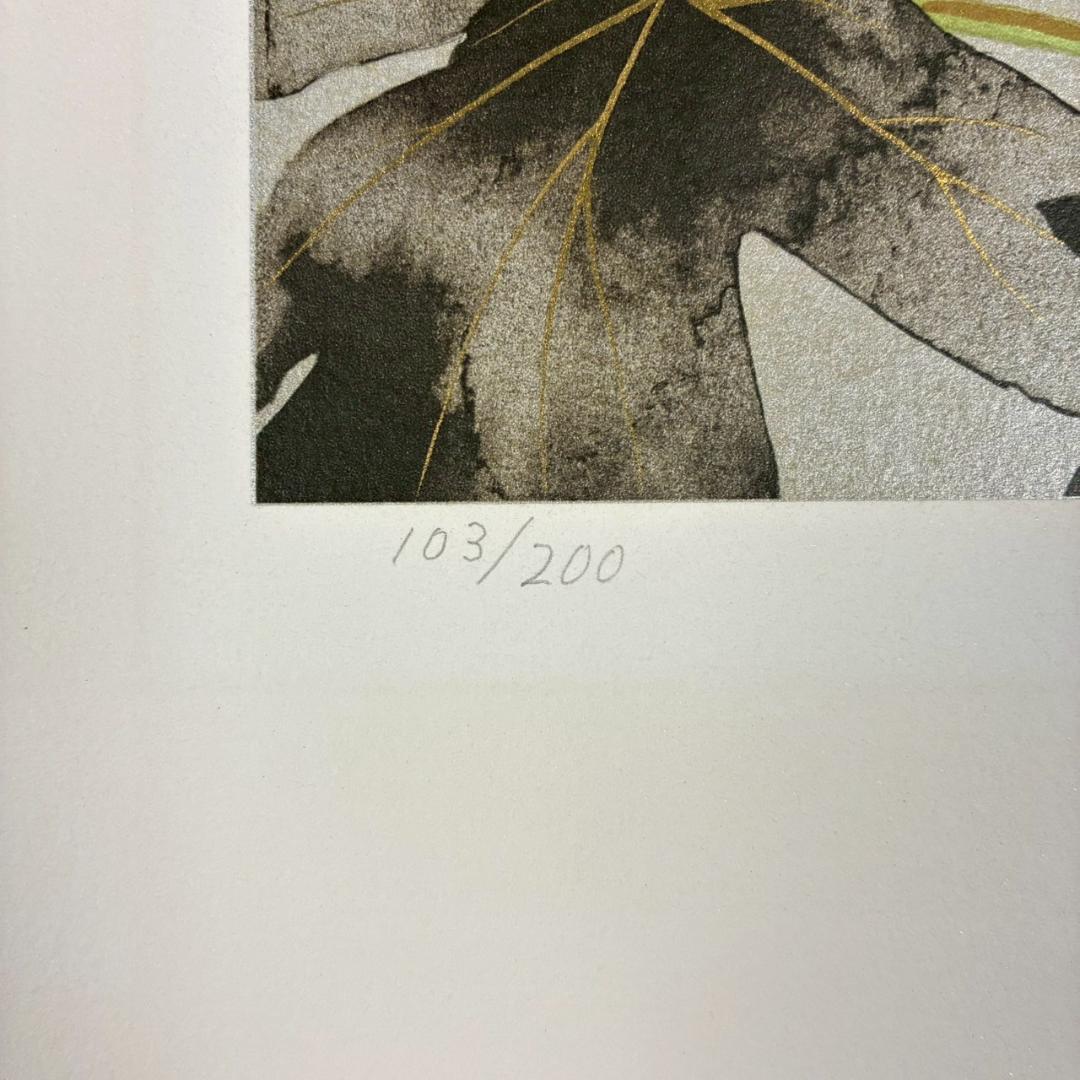 美品 中島千波「華」リトグラフ 直筆サイン・落款有証明シール有 額縁入 日本画家