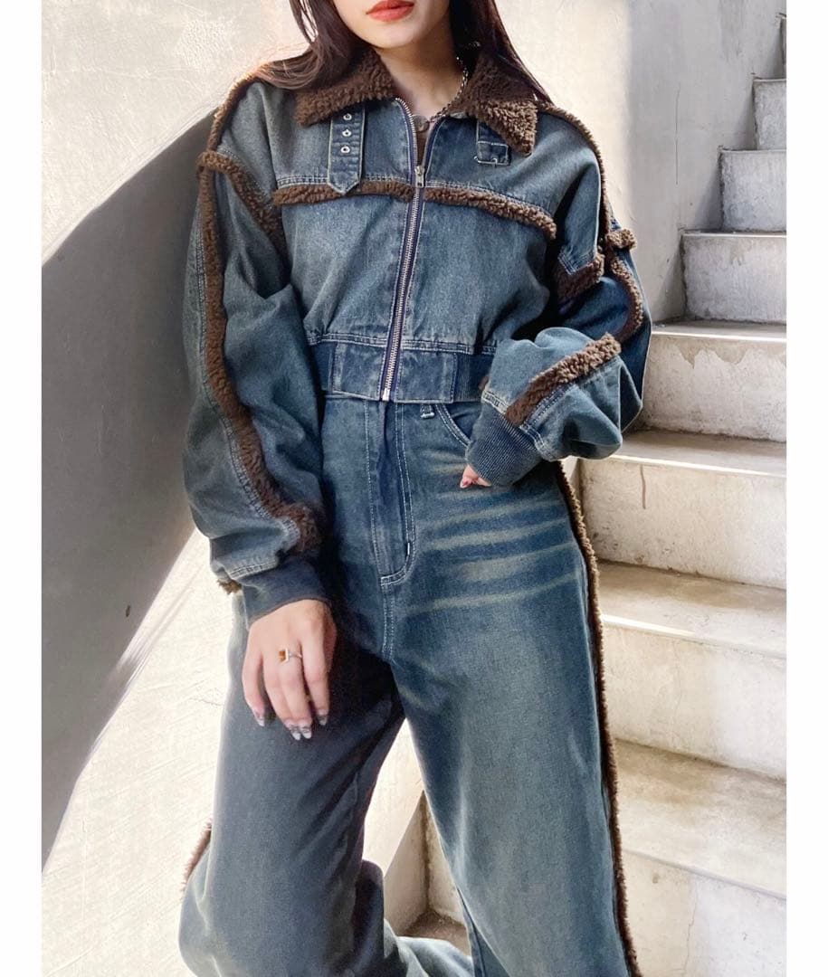 EVRIS デニム ボアブルゾン　セットアップ