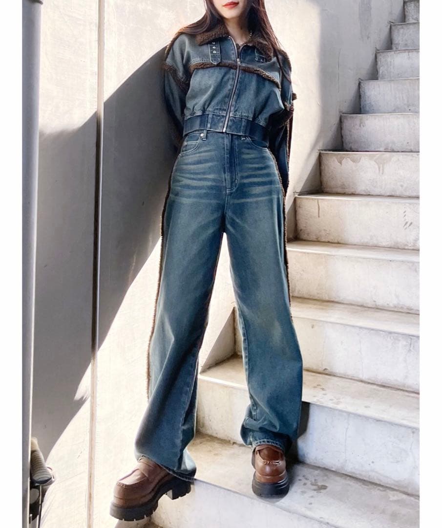 EVRIS デニム ボアブルゾン　セットアップ