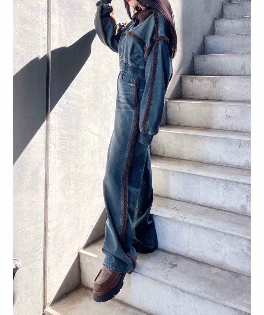 EVRIS デニム ボアブルゾン　セットアップ