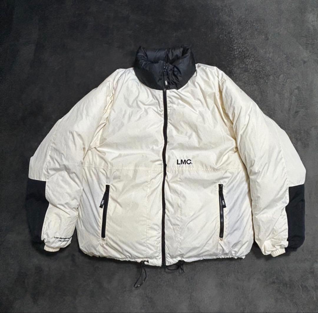 LMC ブラック×バックロゴ　ホワイト×ブラック　リバーシブル　ダウンジャケット