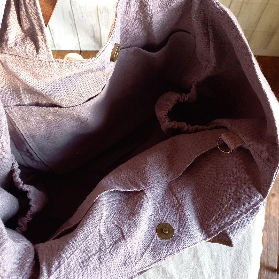 ハンドメイド丸型トートバック※コットンリネン