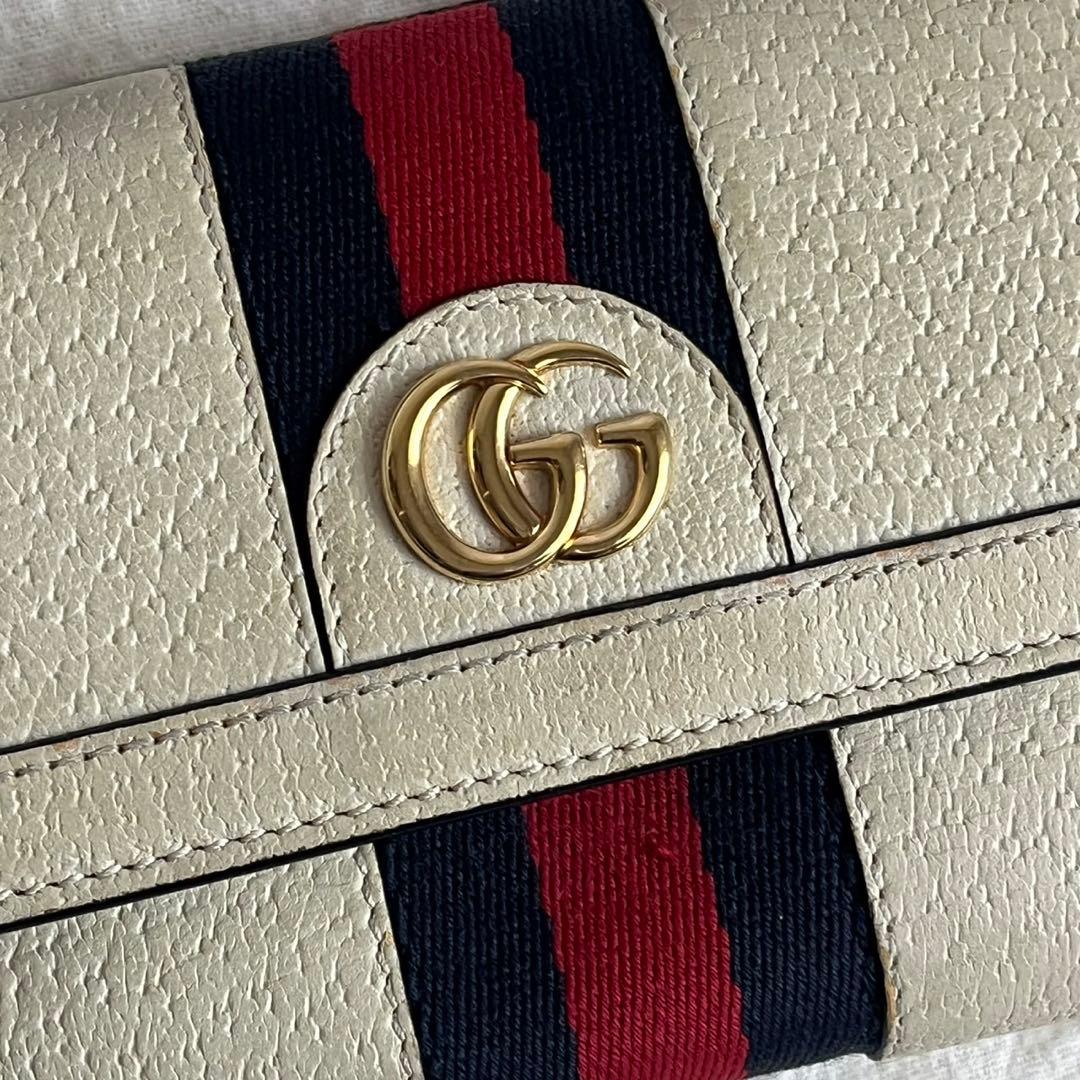 極美品✨　GUCCI 長財布　シェリーライン　ggマーモント　レザー　ホワイト