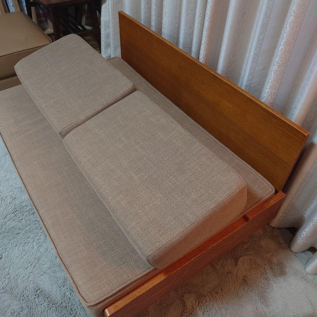 【うり】モダン ベージュ 布製 2人掛けソファ