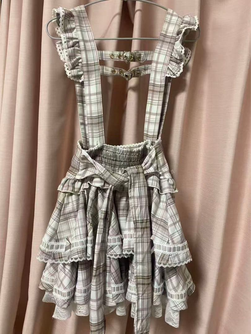 リズリサ風 はしごリボンチェックティアードスカパン