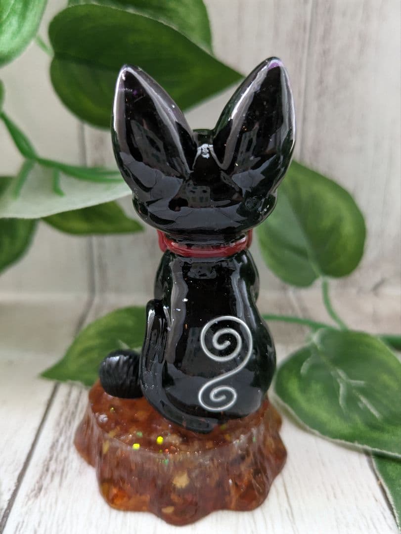 【睦月】切り株付き！まっくろくろの蝶ネクタイねこちゃん形オルゴ☆他４点