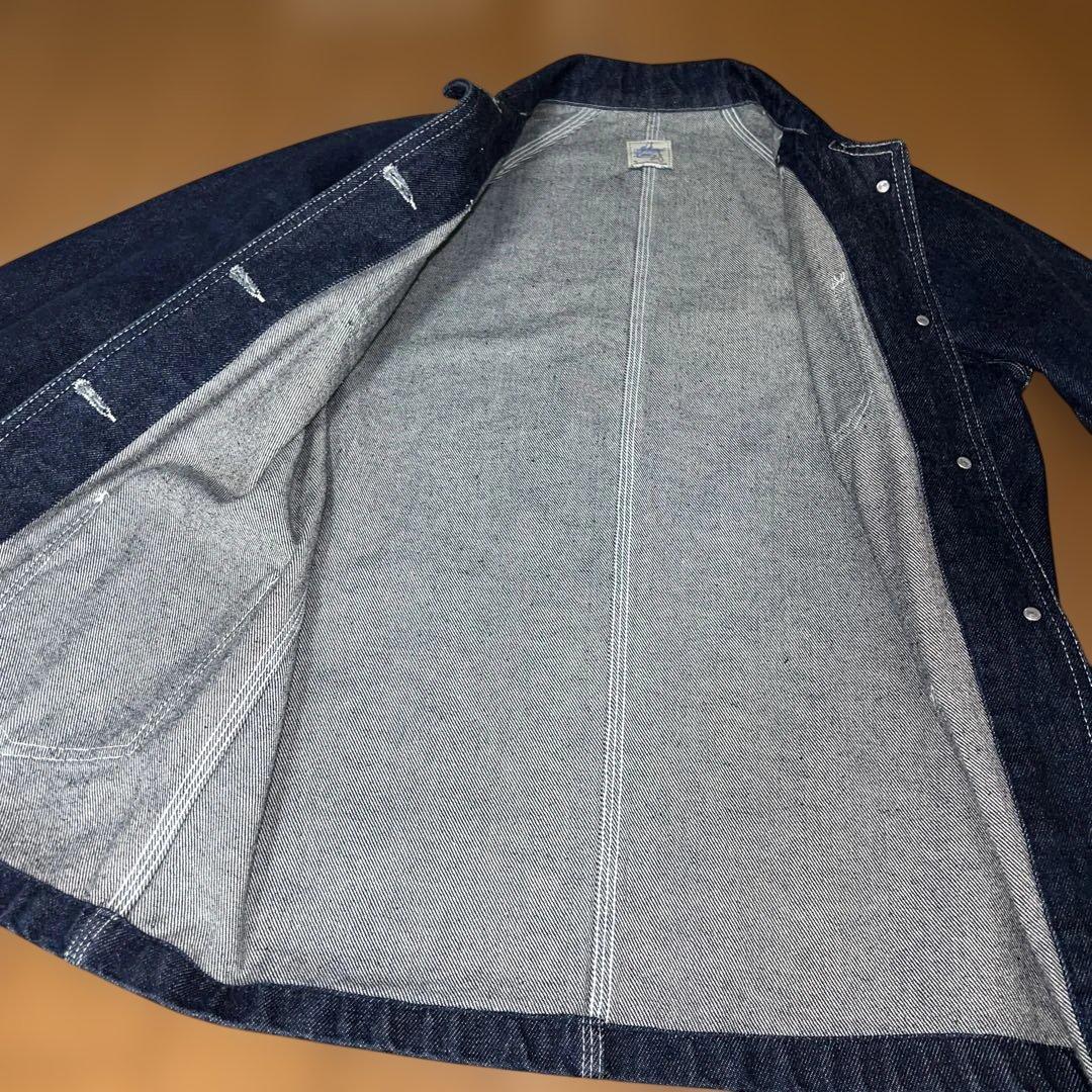 90s`デニムカバーオール　ワークジャケット　メンズS相当　ユニセックス許可