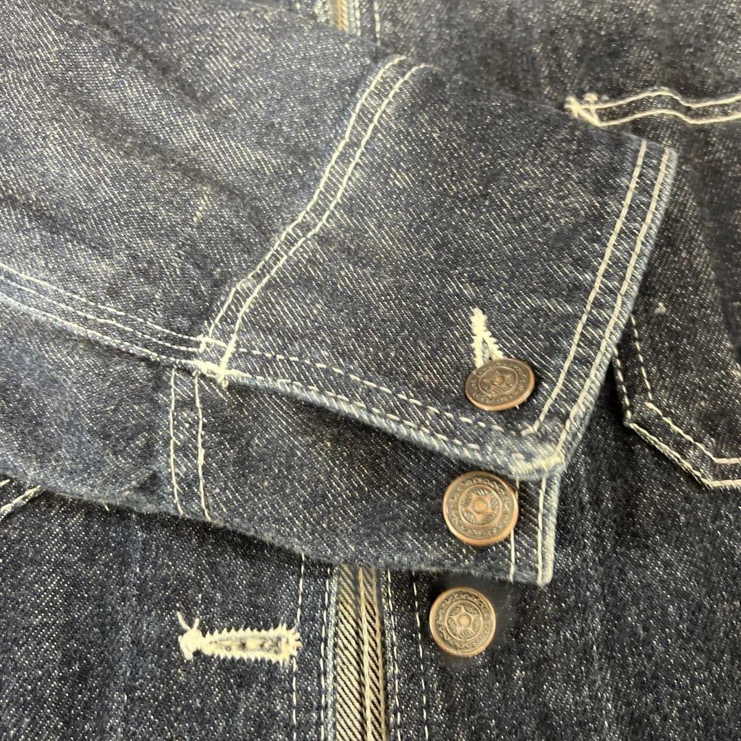 90s`デニムカバーオール　ワークジャケット　メンズS相当　ユニセックス許可