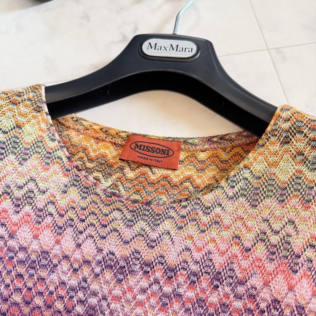 極美品★ミッソーニ 高級オレンジタグ ロングワンピーサマーニット マルチカラー