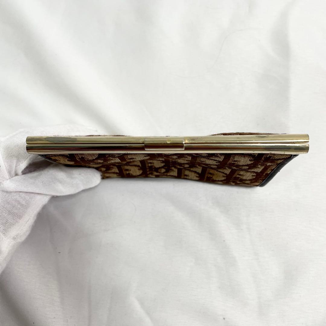 美品 クリスチャンディオール キャンバス トロッター柄 クラッチバッグ がま口