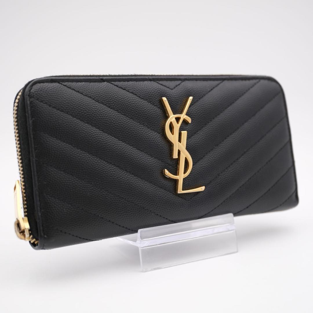 【美品】サンローラン モノグラム フルジップ ウォレット 長財布 Vステッチ