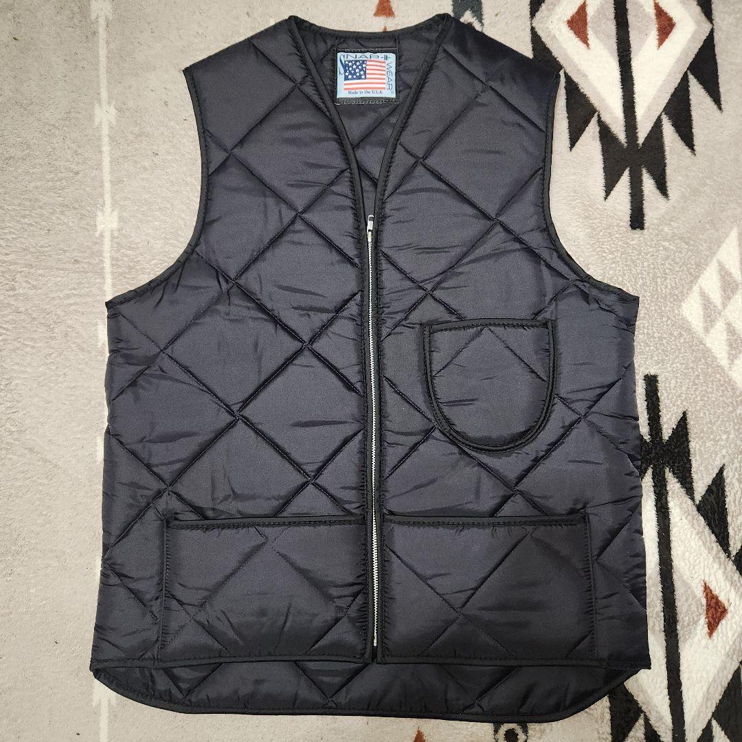 SNAP'N'WEAR USA製 ブラックキルティングベスト サイズM