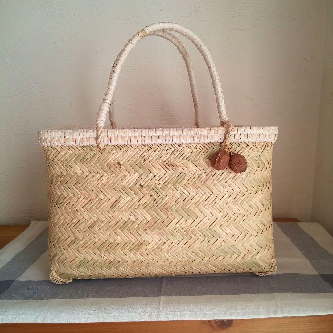 岩手県 鳥越竹細工 市場かご 買い物かご 飾り縁