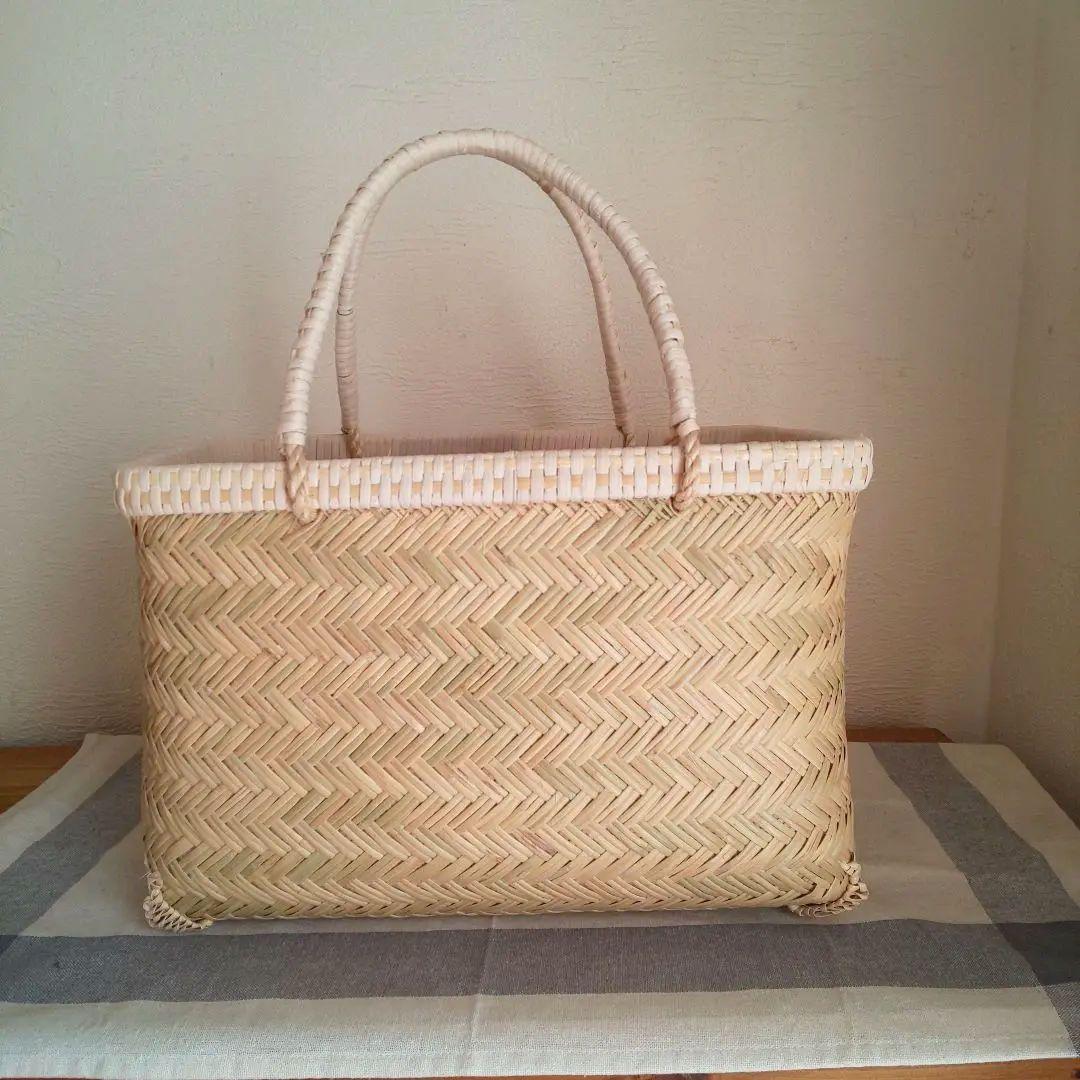 岩手県 鳥越竹細工 市場かご 買い物かご 飾り縁