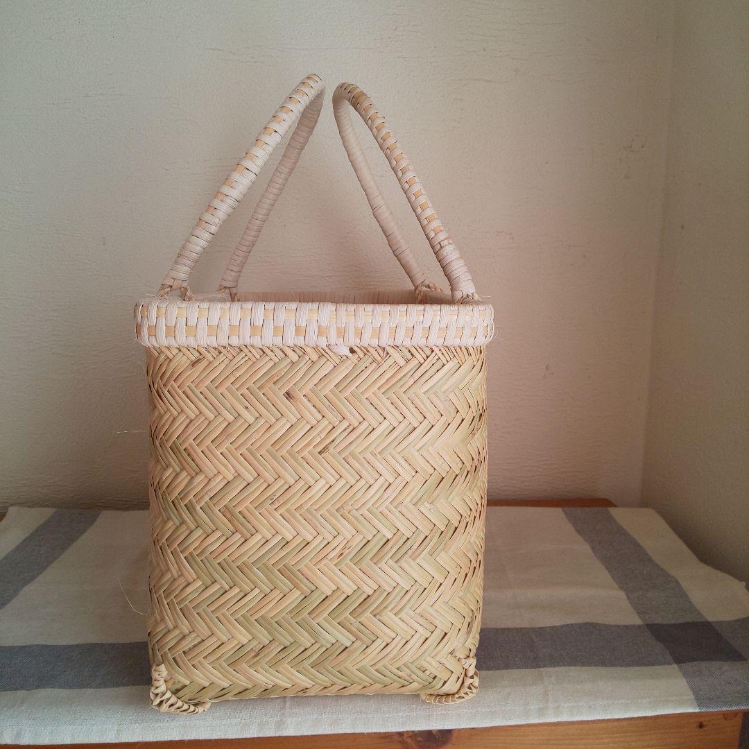 岩手県 鳥越竹細工 市場かご 買い物かご 飾り縁