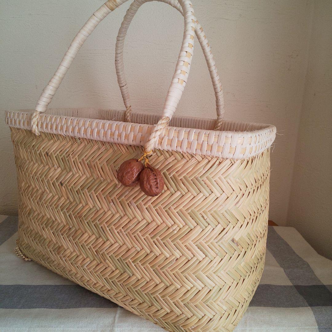 岩手県 鳥越竹細工 市場かご 買い物かご 飾り縁