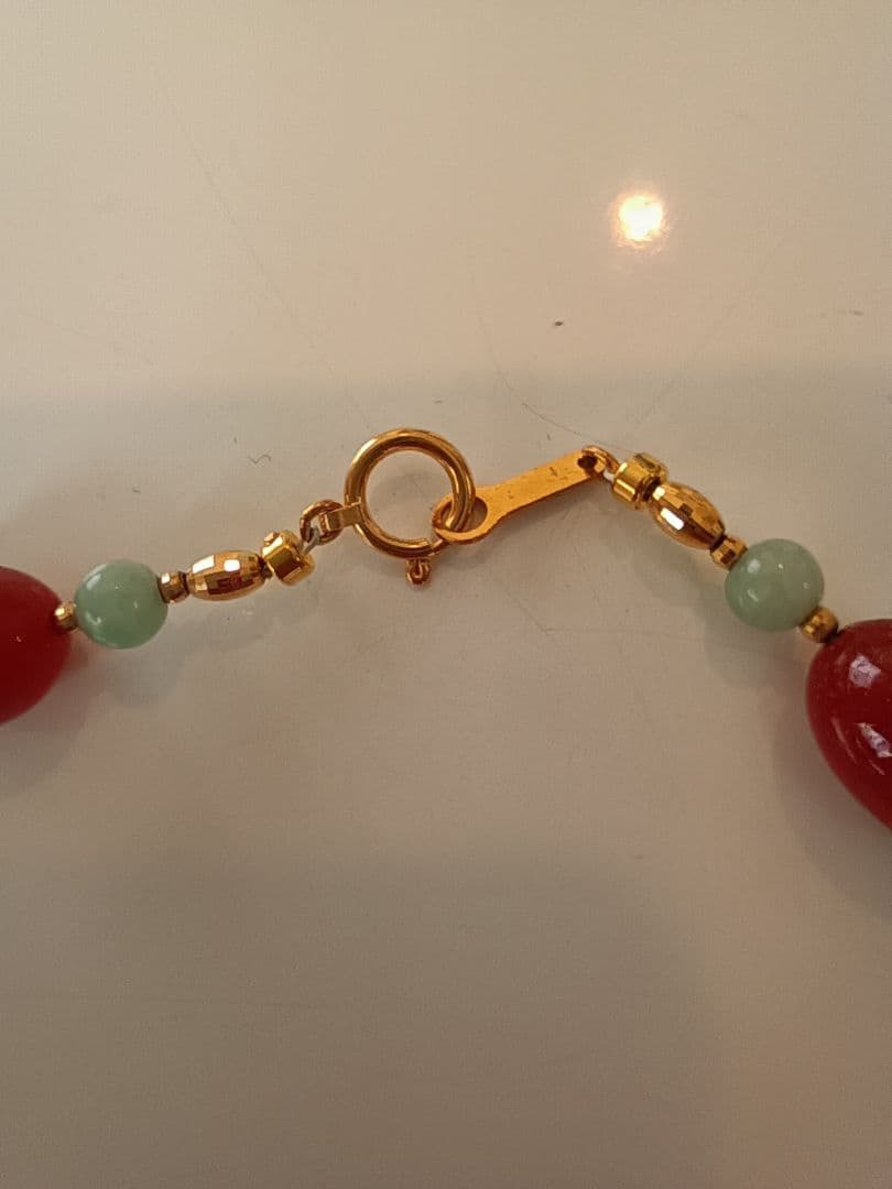 K18留め具多色天然石オーバルビーズネックレス