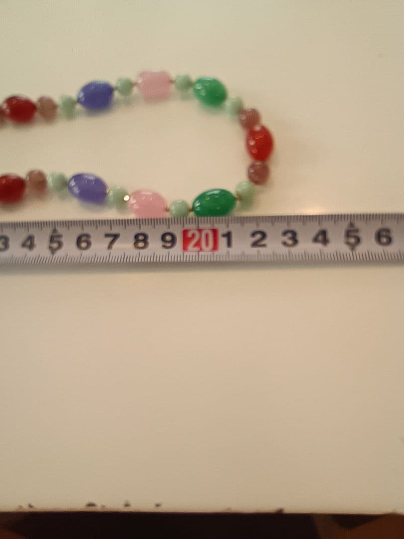 K18留め具多色天然石オーバルビーズネックレス