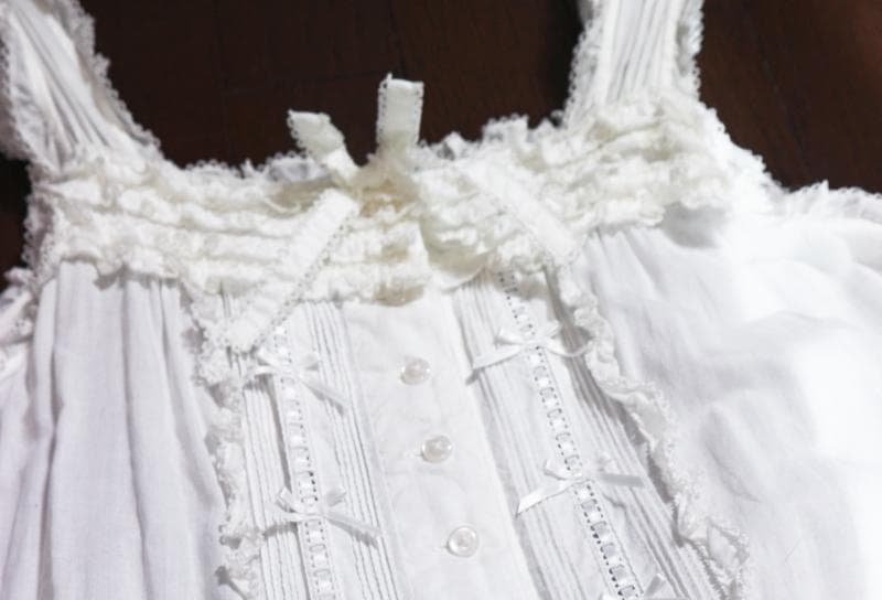 ピンクハウス♡綿ローンの段々フリル♡サテンリボンデザインのキャミソールワンピース