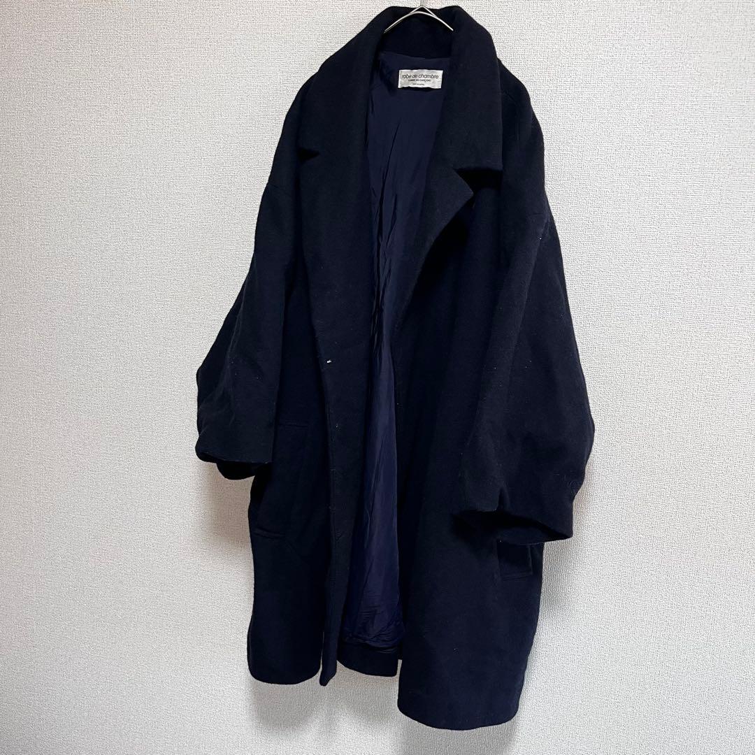 ささみちゃん　　縮絨ウール　ワイドコート　ネイビー