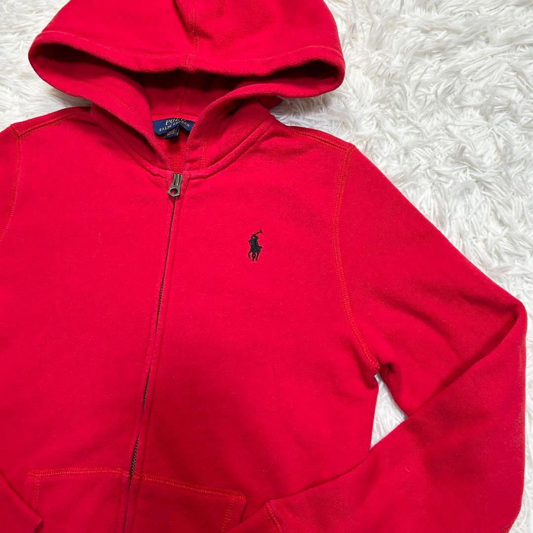 美品 ポロラルフローレン ジップアップパーカー ポニー 赤 レッド 黒 M相当