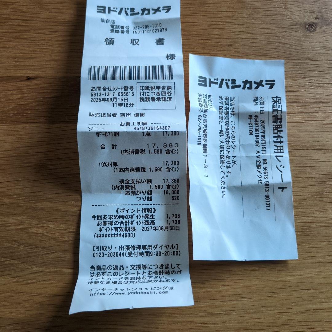 ハイビスカス　SONY ワイヤレスイヤフォン WF-C710N