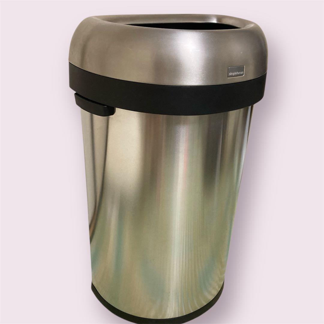 美品【simplehuman】セミラウンドオープンカン 60L ステンレス