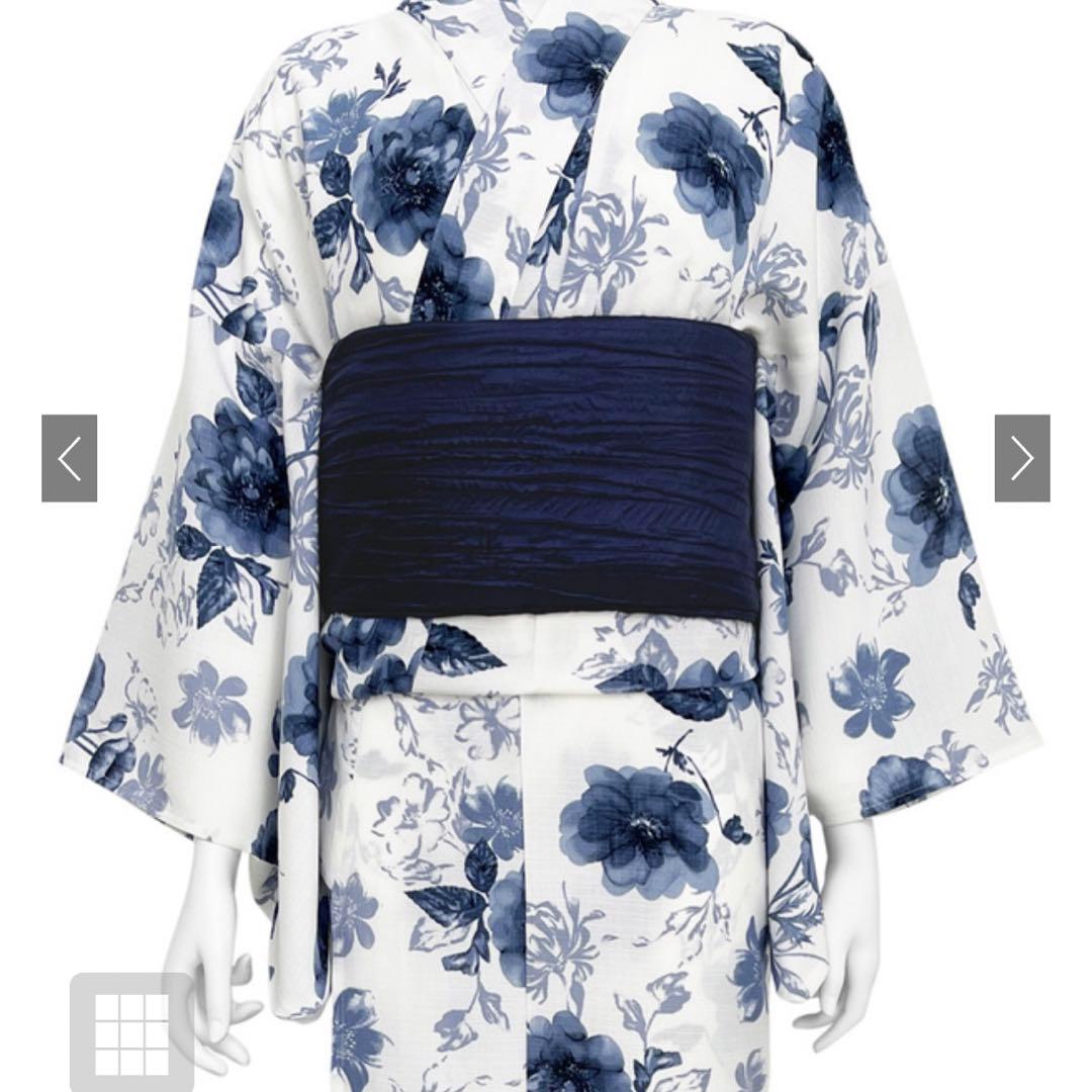 水彩花柄浴衣セット[gi1519] オーガンジー帯付き
