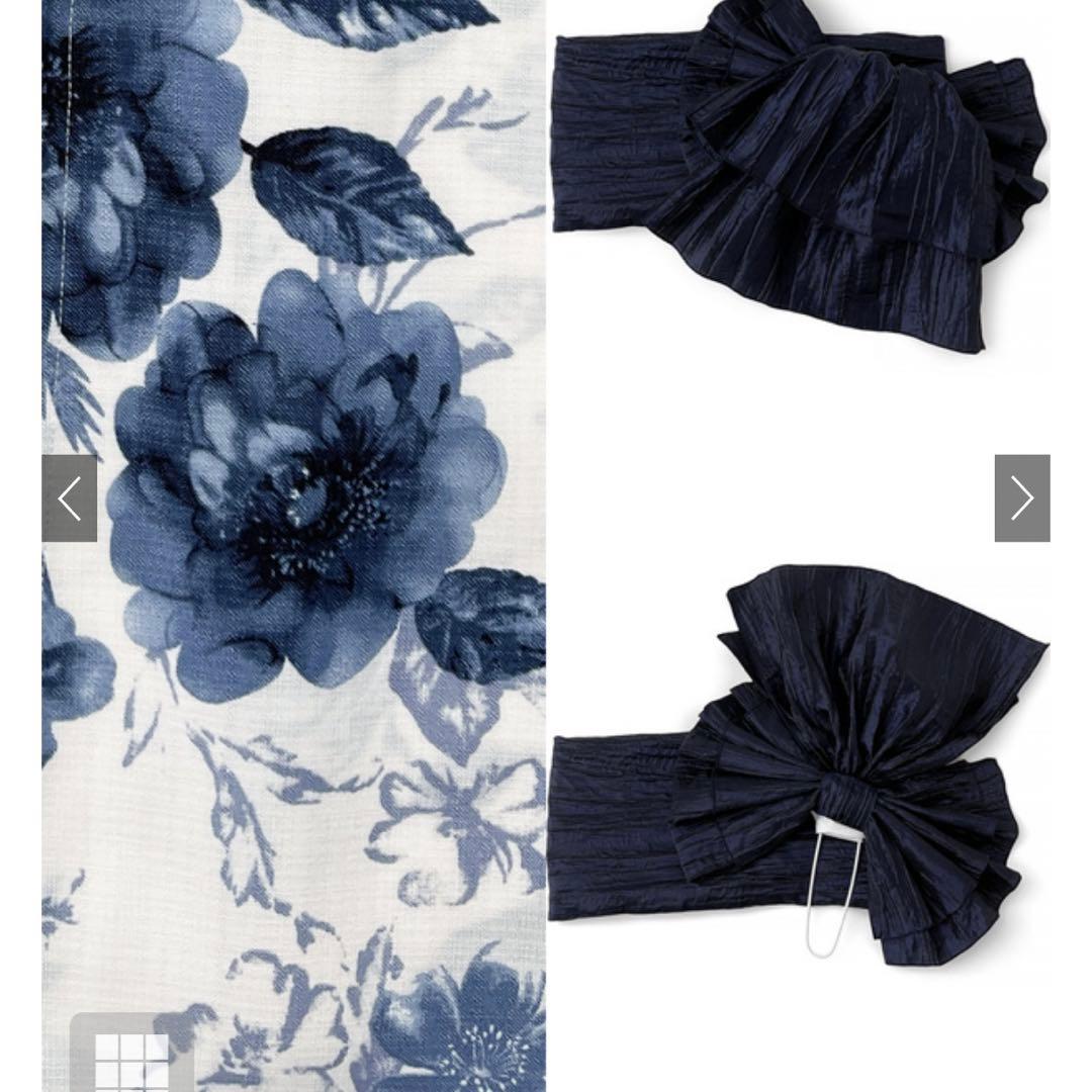 水彩花柄浴衣セット[gi1519] オーガンジー帯付き