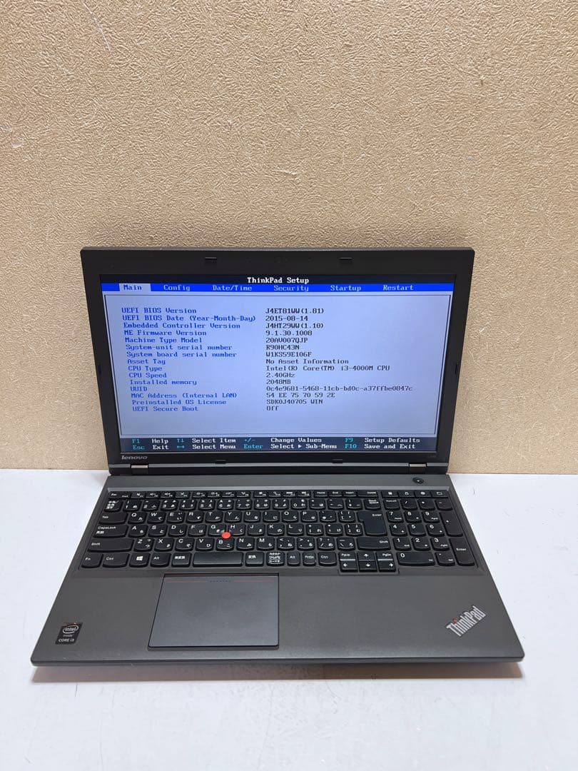 Lenovo ThinkPad L540 ノートパソコン（ジャンク品）
