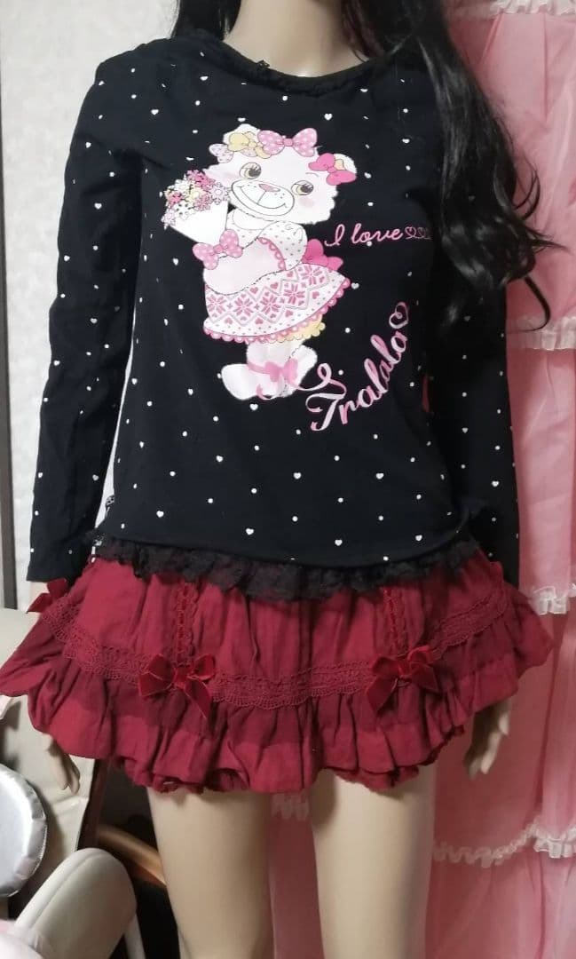 リズリサ　フリル付きワインレッドショートパンツ　バレエコア　fairy core